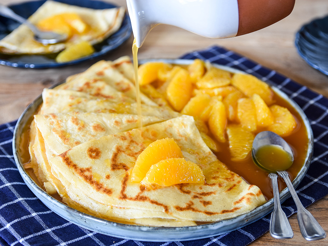 Crêpes Suzette mit flambiertem Orangenlikör