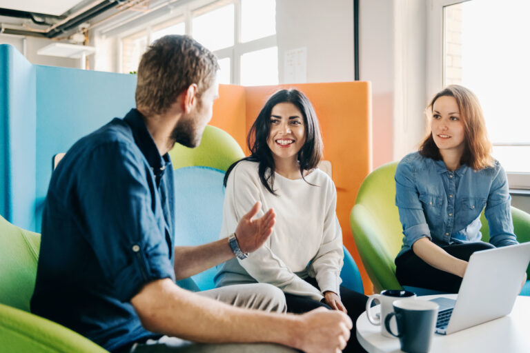 Meeting Between Three Team Leaders In Office